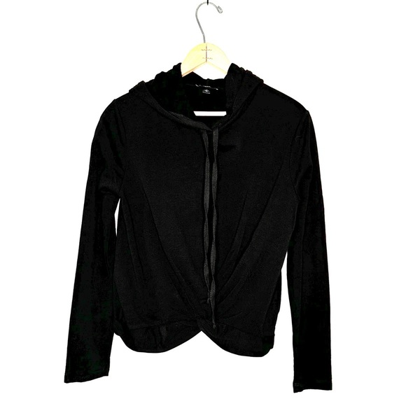 DREW Tops - Drew | Black Front Knot Hooded Sweatshirt Size Small